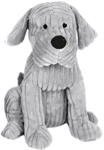 Take Me Home Cute Dog Door Stop - Chunky Cord Ribbed Dog 28cm (Grey)