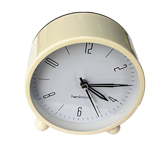 Vintage Feel 4.25" Desk & Shelf Clocks Is Battery Operated-Quiet and luminous Country Style Digital Home Furnishings Decorated HD Glass Lens, Easy to Read,For School office home bedside (Beige)