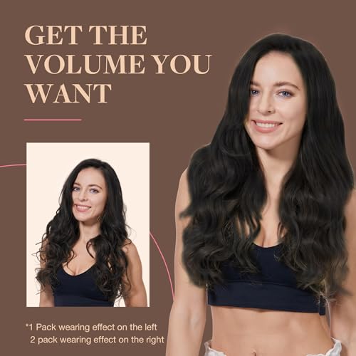 GOO GOO Adhesive Hair Extensions Natural Hair, 40 cm 120 g 7pcs, 1B Natural Black Real Human Hair Extensions