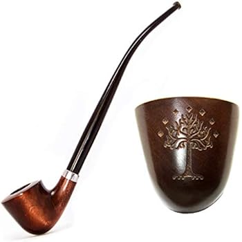 Gandalf Tobacco Smoking Pipe Engraved Tree of Gondor from Lord of The Rings in Churchwarden Style Pear Wood Long Ebonite Stem Handmade by KAFpipeWorkshop