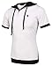 Coofandy Men's Casual Short Sleeve T-shirt Patchwork Hooded Polo Shirts White L