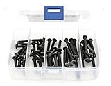 iExcell 50Pcs 5 Sizes Assortment M5 x 20mm/25mm/30mm/35mm/40mm Button Head Hex Socket Cap Screws Kit , Alloy Steel 10.9 Grade, Black Oxide Finish