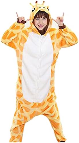 Adrinfly One-Piece Hooded Pajamas Unisex Costume Adult Animal Onesie Giraffe Cosplay