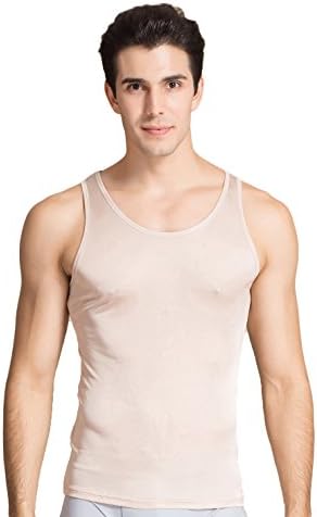 Colorful SilkCLC Men's Mulberry Silk Camisole Sleeveless Shirt Tank Tops Knit Fabric