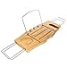 Clean Healthy Living Bamboo Bathtub Caddy Tray, with Reading Tray & Wine Glass Holder