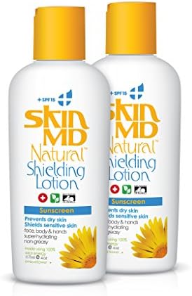 Skin MD Natural Shielding Lotion for Face, Body & Hands 4oz + SPF 15-2 Pack - Helps with Eczema & Psoriasis! The natural dry skin remedy to the things that dry your skin.…