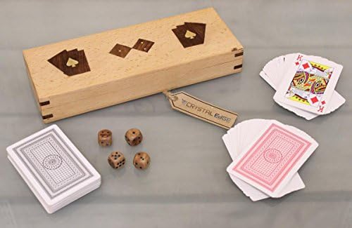 Kundali Double Playing Card Box with Dice Handmade Sheesham and Brass Inlay