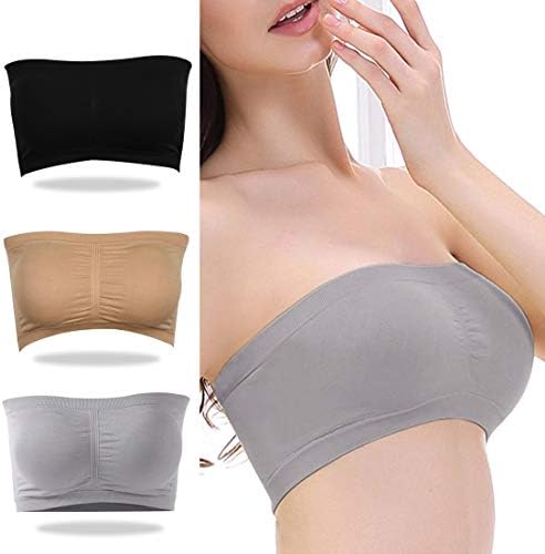 Soar Sports Women's Seamless Bandeau Crop Tube Top Bra Strapless Padded Bra 1/3/6 Pack