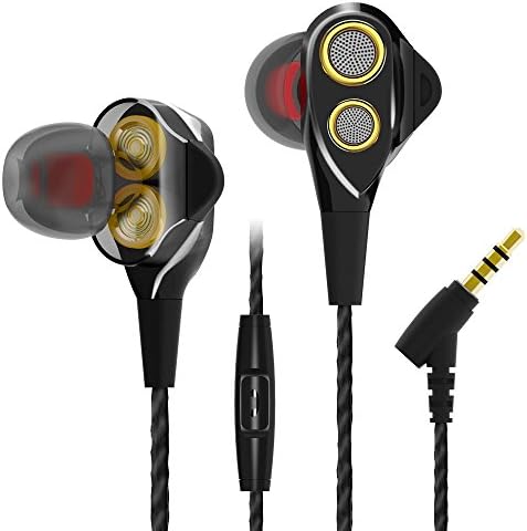 Wired Earbuds, Noise Isolating Earphones, Subwoofer Stereo Earphones Bass In-ear Headsets Sweatproof 3.5mm Headphones Dual Dynamic Drivers with Microphone for iPhone iPod iPad MP3 Android Smartphone