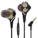 Noise Isolating Earbuds Subwoofer Stereo Earphones Bass In-ear Headsets Sweatproof Wired Headphones Dual Dynamic Drivers with Microphone for iPhone iPod iPad MP3 Samsung Smartphone Android
