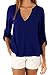 Happy Sailed Women 2018 Casual Chiffon Button V Neck Blouses Shirts,XX-Large Blue
