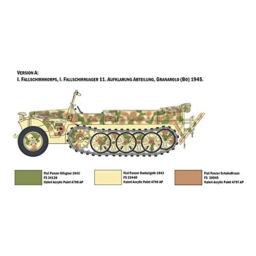 ITALERI 6561S - 1:35 Sd.Kfz.10 Demag D7 w/German Paratr. , Modellbau, Bausatz, Standmodellbau, Basteln, Hobby, Kleben, Plastikbausatz, detailgetreu – Bild 4