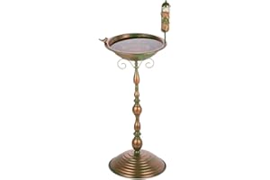giole 27 Inch Tall Pedestal Bird Bath, 3'' Deep Vintage Bird Bath Bowl with Butterfly Pattern Metal Birdbath & Feeder Combo for Garden,Yard Decor