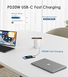 ANNQUAN 3" Pop Up Countertop Receptacle with 4 USB