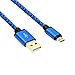 Micro USB Cable, HI-CABLE Fast+ 3 pack 6ft Quick Speed Braided Long Charging Cord For Samsung Galaxy S7 S6 Edge Plus, Note 4/ 5,S4 S5 Active, Tab A S/ S2 Pro, PS3/ 4, Android Phone Gold-Plated (Blue)