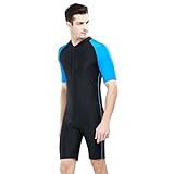 Sbart Men's One Piece Short Sleeve Front Zip Swimsuit Surfing Sun Protection