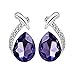Axiba New Hot Women Girl Crystal Pendant Silver Chain Necklace Stud Earring Jewelry Set