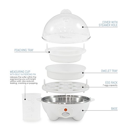 Elite Cuisine EGC007 MaxiMatic Egg Poacher & Egg Cooker with 7 Egg