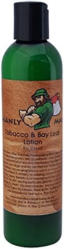Mens Body Lotion, Manly Man Scented Lotion Moisturizing dry Skin Care, The Lavender Boutique (Tobacco &amp; Bayleaf)