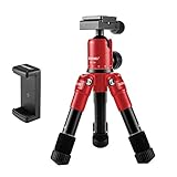 ZOMEI ZM-HR-CK30-RED-01 Lightweight Compact Aluminum Alloy Mini Desktop Tabletop Tripod with 360 Degree Panoramic Ball Head and Quick Release Plate for Canon Nikon DSLR Cameras, etc, Red