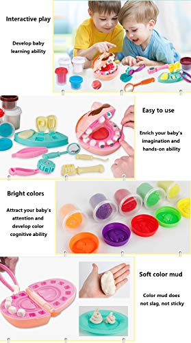 HenMerry 13Pcs Doctor Kit for Kids Dentist Pretend Play Toy Check Teeth Clay Mud Model Set