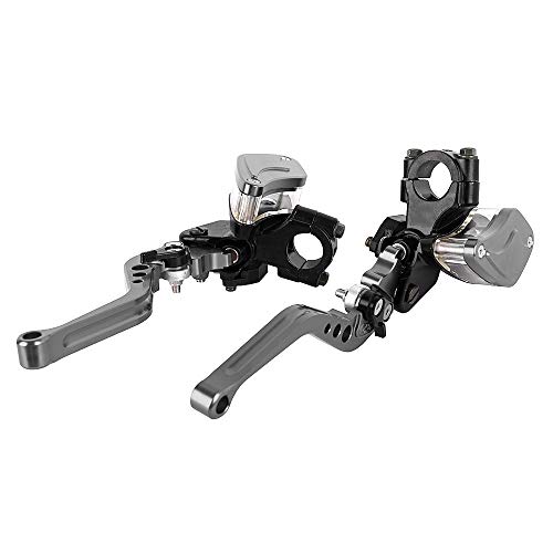 Aluminum 7/8" 22mm Motorcycle Dual Pump Hydraulic Handles Brake Clutch Levers Cylinder Master Reservoir Set For Ducati For Suzuki For Street Bike (Titanium)