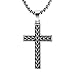 2ndLink Classic Black Mens Titanium Cross Necklace Pendant,22.5 Rolo Curb Chain by 2ndLink