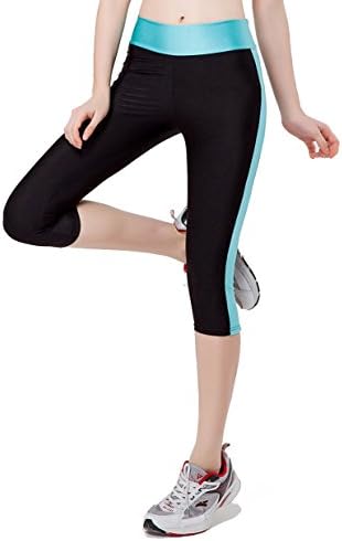 Ribay Women's Capri Yoga Running Workout Leggings Pants One Size Turquoise
