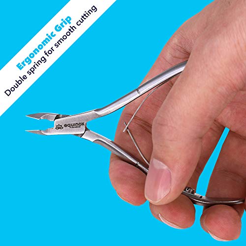 Equinox Beauty Cuticle Trimmer and 1/2 Jaw Nipper with Cuticle Pusher - 100% Stainless Steel Cuticle Cutter and Nail Clipper Manicure Pedicure Durable Tools for Fingernails and Toenails