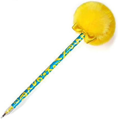 Sakox Lollypop Pompom Ballpoint Pen Afro Fluffy Stylish Sakox Grafiti Alice 7.8" Yellow