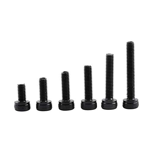 250pcs Screws Nuts, M3 Black Alloy Steel Hex Socket Screws Bolt with Hex Nuts Assortment(Cap Head)