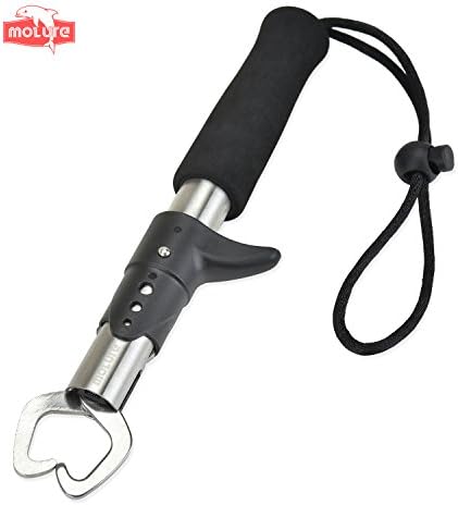 Molure G1 Fish Lip Grip Grabber Portable Stainless Steel (Black wrist-strap)