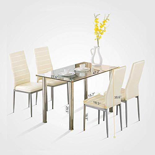 Mecor Dining Room Table Set 5 Piece Glass Kitchen Table And