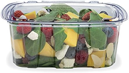 Placon TCS24, 24-Ounce Crystal Seal Tamper-Resistant Clear Container with Lid, Disposable Plastic Take Out Food Catering Containers with Matching Covers (100)