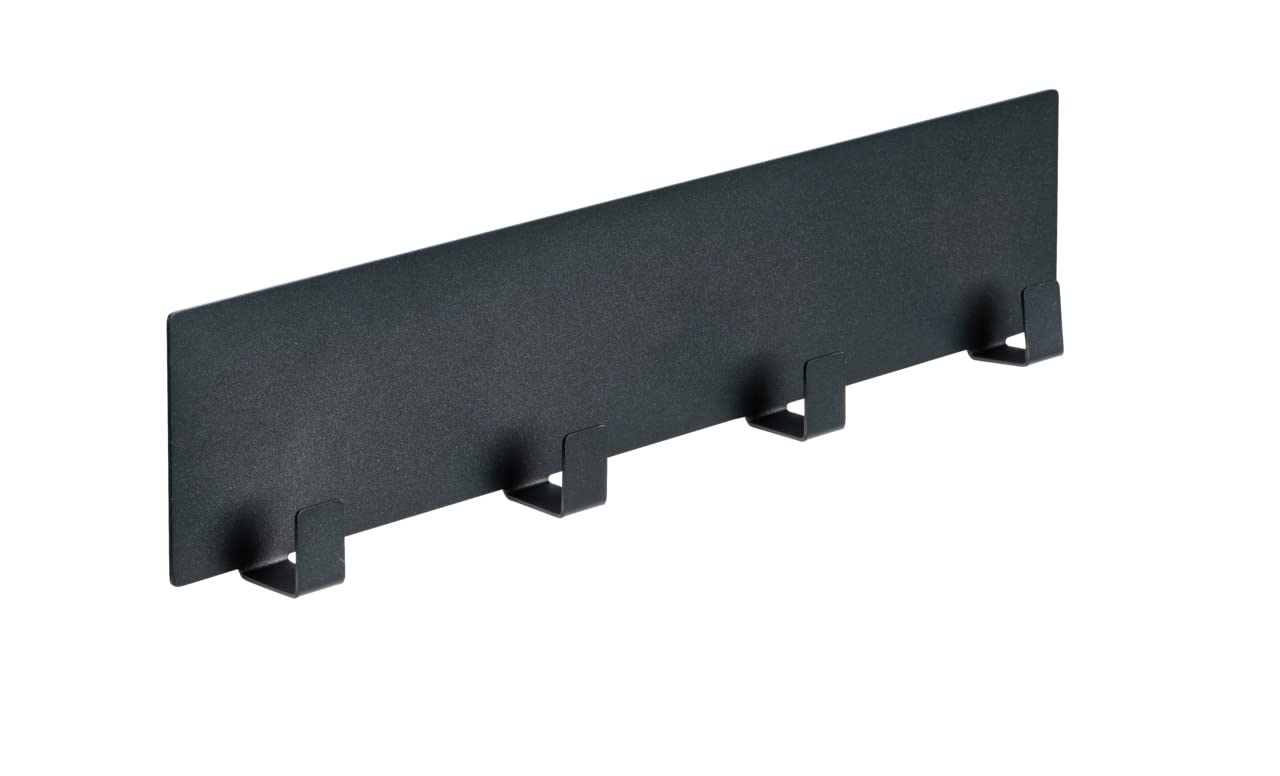 WENKO Ima magnetic towel rack, black, black outdoor kitchen accessory with 4 hooks for hanging textiles and barbecue accessories, quick mounting without drilling on metal surfaces, 30 x 6.5 x 2 cm