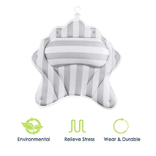 Kranich Bath Pillow with 6 Suction Cups Bath Neck Pillow 3D Mesh Spa Bath Pillow for Tub