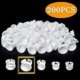 Quewel Glue Rings Large 200 PCS Lash Extension Tattoo Glue Pigment Ink Rings Holder Nail Glue Rings Makeup Disposable Plastic White 5 Styles 200 Pcs,350Pcs,650Pcs (Large, 200 PCS)
