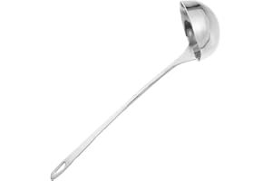 TOBBOMEY Stainless Steel Deep Soup Ladle with Double Spout for Easy Pouring Long Handle Serving Spoon