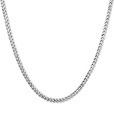 JINGRAYS 3mm Curb Chain Necklace for Men Biker Punk Style, Male Stainless Steel Chain Link, 22 inches -Silver