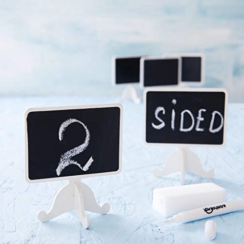 12 Pack Two-Sided Mini Chalkboard Signs with Supporting Easels: Rectangle Chalkboard Decoration For Message Board Signs | For Weddings, Parties & Buffet Tables