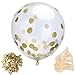 Mudder Confetti Balloons 10 Pieces 12 Inches Semi-transparent Balloons with 30 g Golden Confetti for Decorations