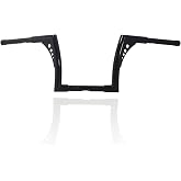 AIRCMT 10 Inch Rise 1-1/4'' Diameter Batwing Ape Hangers Handlebar Compatible With Harley Softail FLST FXST Sportster XL 883 1200 Touring Road Glide+Road King (Gloss Black) - Size A