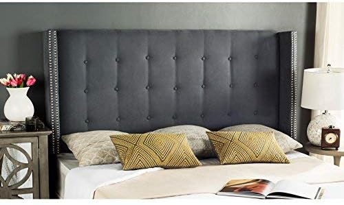 Safavieh Mercer Collection Keegan Grey Velvet Tufted Winged Headboard (Full)