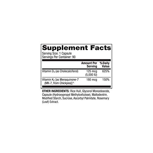 Dr. Mercola Vitamins D3 & K2 Dietary Supplement, 90 Servings (90