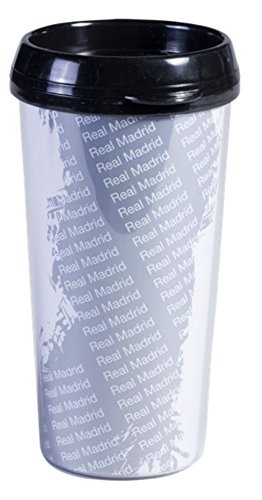 Real Madrid FC Travel Mug - Mug Holds 16 Ounces - Hot and Cold Beverages - Real Madrid Travel Mug is perfect for anyone  - Perfect for Soccer and Football League Fans