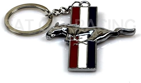 50th Anniversary Tri-Bar Mustang Key Chain Chrome Finish