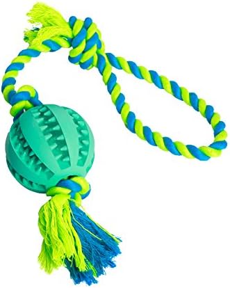 Puppollar Pet Dog Rope Toy with Ball Teeth Cleaning Toys Chew Ball with Rope