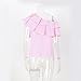 BEST Women's Sexy Striped Off Shoulder Ruffle Shirt Tops Blouses (L, Pink)