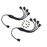 2 pcs Black 4 Pins LED Splitter Cable LED Strip Connector 4 Way Splitter Y Splitter for One to Four RGB 5050 3528 LED Light Strips with 10x Male 4 Pin Plugs -30cm/12inch Long (1 to 4Splitter Cable)