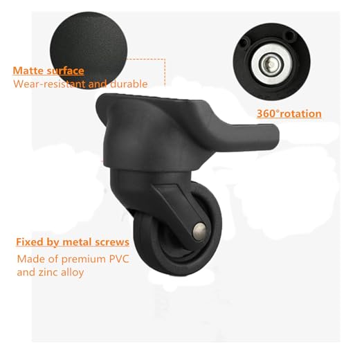 Zoofen Luggage Wheels Replacement Black Suitcase Wheels Replacement Suitcase Caster Wheels with 4 Screw Holes (W044)